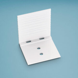 Abschluss- und Haltewinkel Alu weiß 60 mm breit 56 mm lang für Plattenstärke 16 - 25 mm