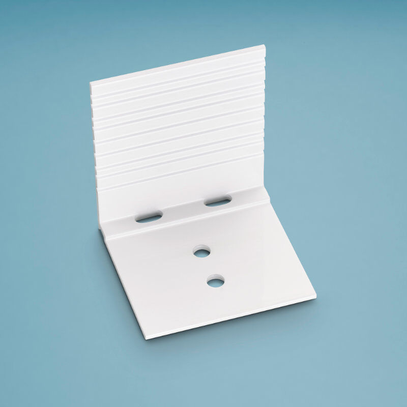 Abschluss- und Haltewinkel Alu weiß 60 mm breit 56 mm lang für Plattenstärke 16 - 25 mm 1 Abschluss- und Haltewinkel Alu weiß 60 mm breit 56 mm lang für Plattenstärke 16 - 25 mm