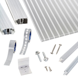 Acryl Doppelstegplatten | Terrassendach-Set | hochwertigem Alu Verlegeprofil | 16 mm | glasklar