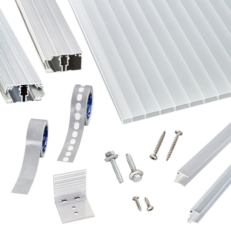 Acryl Doppelstegplatten | Terrassendach-Set | hochwertigem Alu Verlegeprofil | 16 mm | opal-weiß 1 Acryl Doppelstegplatten | Terrassendach-Set | hochwertigem Alu Verlegeprofil | 16 mm | opal-weiß