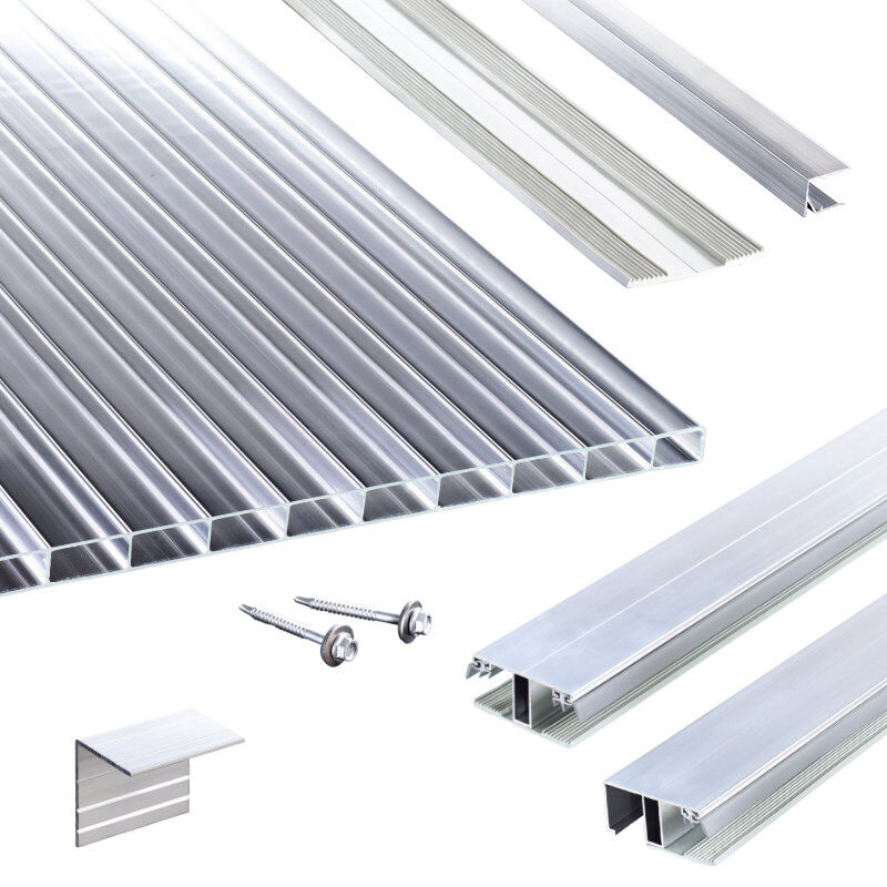 Acryl Stegplatten | Terrassendach-Set | Stabilo Stegplatte | Kombinationsverlegeprofil | 16 mm | glasklar 1 Acryl Stegplatten | Terrassendach-Set | Stabilo Stegplatte | Kombinationsverlegeprofil | 16 mm | glasklar