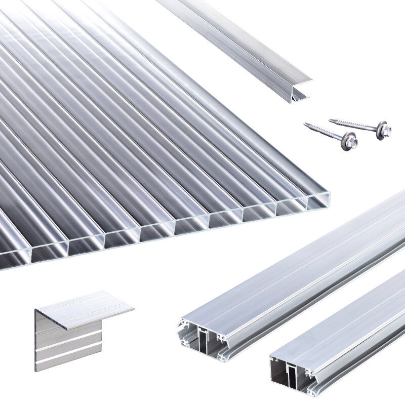 Acryl Stegplatten | Terrassendach-Set | Stabilo Stegplatte | Komplettverlegeprofil | 16 mm | glasklar 1 Acryl Stegplatten | Terrassendach-Set | Stabilo Stegplatte | Komplettverlegeprofil | 16 mm | glasklar