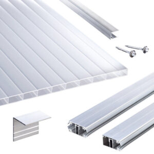 Acryl Stegplatten | Terrassendach-Set | Stabilo Stegplatte | Komplettverlegeprofil | 16 mm | opal-weiß