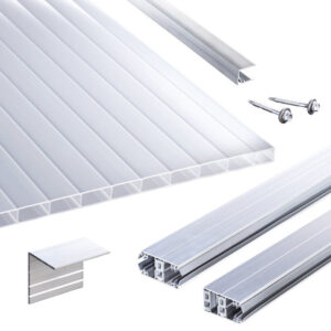 Acryl Stegplatten | Terrassendach-Set | Stabilo Stegplatte | Thermoverlegeprofil | 16 mm | opal-weiß