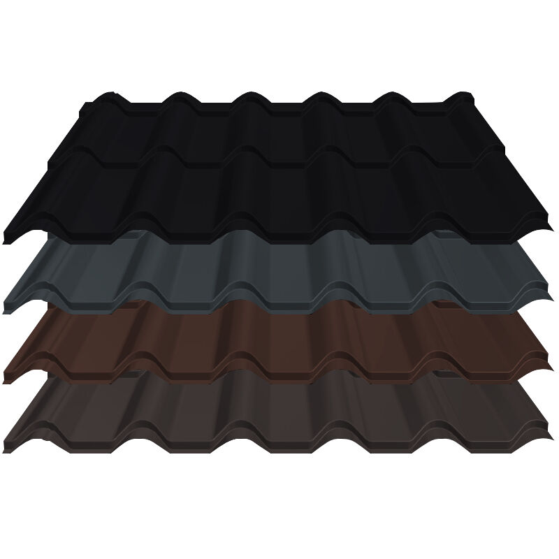 Pfannenblech Diament Eco+ | 0,50 mm | Stahl | Modullänge 350 mm | 35 µm Mattpolyester 1 Pfannenblech Diament Eco+ | 0,50 mm | Stahl | Modullänge 350 mm | 35 µm Mattpolyester