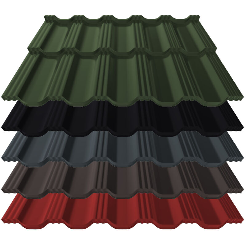 Pfannenblech Germania Simetric | 0,50 mm | Stahl | Modullänge 350 mm | 25 µm Polyester 1 Pfannenblech Germania Simetric | 0,50 mm | Stahl | Modullänge 350 mm | 25 µm Polyester