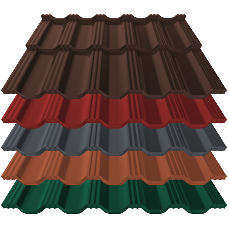 Pfannenblech Germania Simetric | 0,50 mm | Stahl | Modullänge 350 mm | 25 µm ThyssenKrupp Polyester 1 Pfannenblech Germania Simetric | 0,50 mm | Stahl | Modullänge 350 mm | 25 µm ThyssenKrupp Polyester