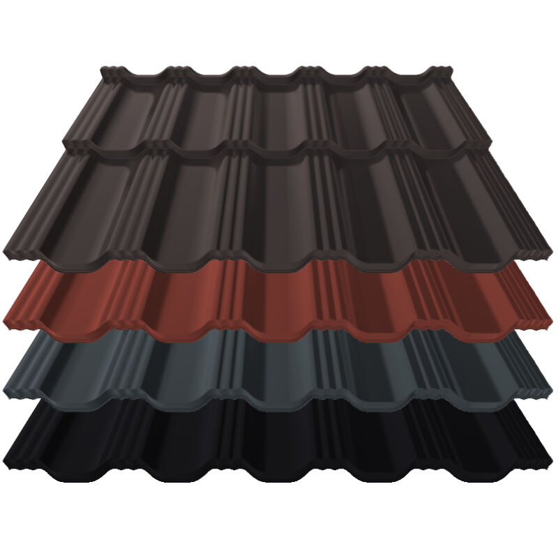 Pfannenblech Germania Simetric | 0,50 mm | Stahl | Modullänge 350 mm | 36 µm ThyssenKrupp ICE Crystal 1 Pfannenblech Germania Simetric | 0,50 mm | Stahl | Modullänge 350 mm | 36 µm ThyssenKrupp ICE Crystal