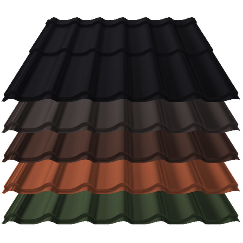 Pfannenblech Kingas Eco+ | 0,50 mm | Stahl | Modullänge 350 mm | 35 µm ThyssenKrupp Matt 1 Pfannenblech Kingas Eco+ | 0,50 mm | Stahl | Modullänge 350 mm | 35 µm ThyssenKrupp Matt