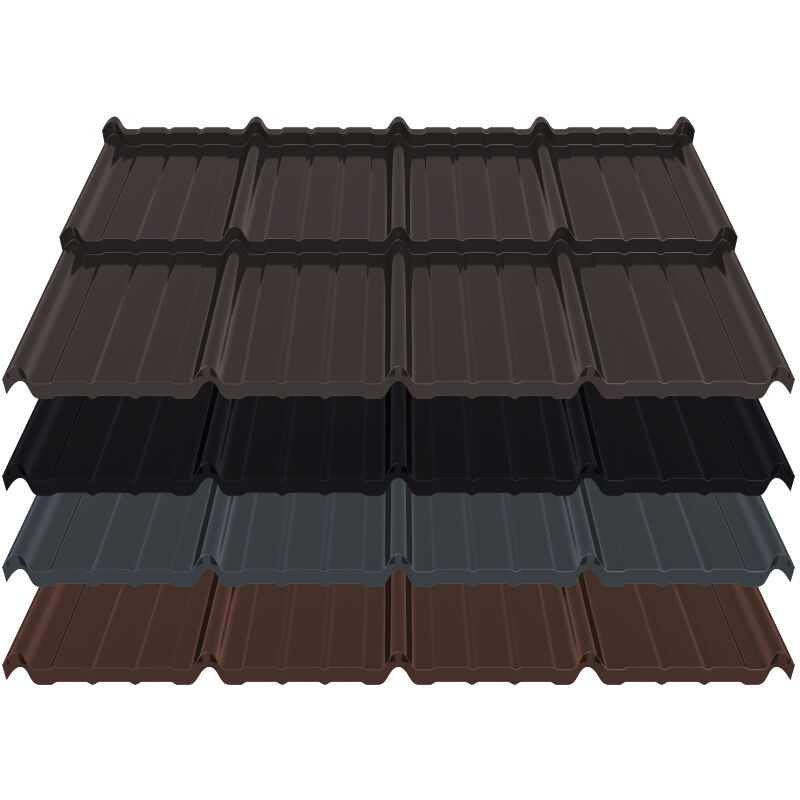 Pfannenmodul Estima | 0,50 mm | Stahl | Modullänge 350 mm | 35 µm Mattpolyester 1 Pfannenmodul Estima | 0,50 mm | Stahl | Modullänge 350 mm | 35 µm Mattpolyester