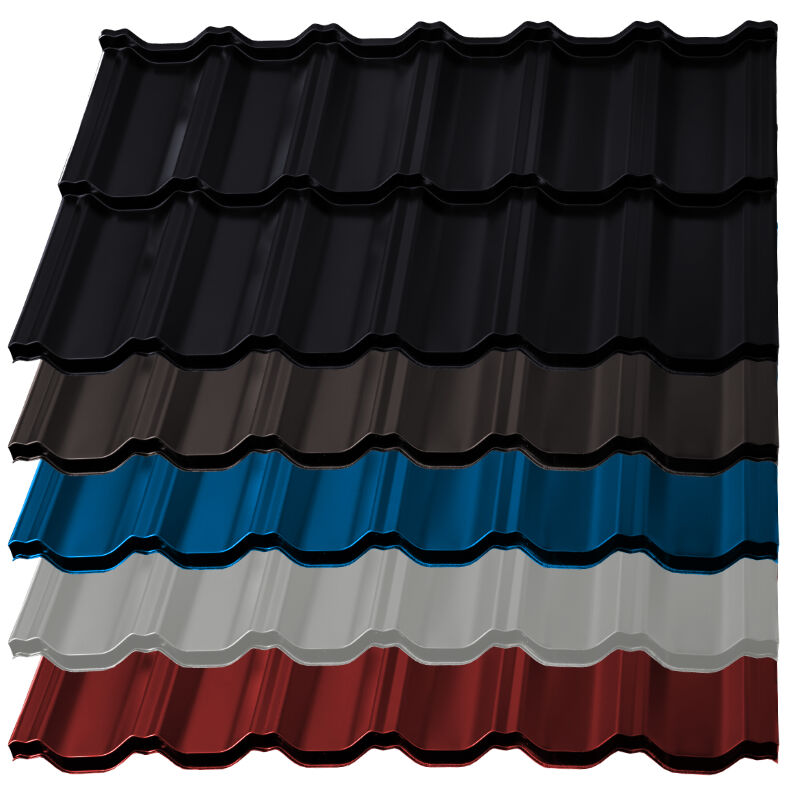 Pfannenmodul German Simetric | 0,50 mm | Stahl | Modullänge 350 mm | 25 µm Polyester 1 Pfannenmodul German Simetric | 0,50 mm | Stahl | Modullänge 350 mm | 25 µm Polyester