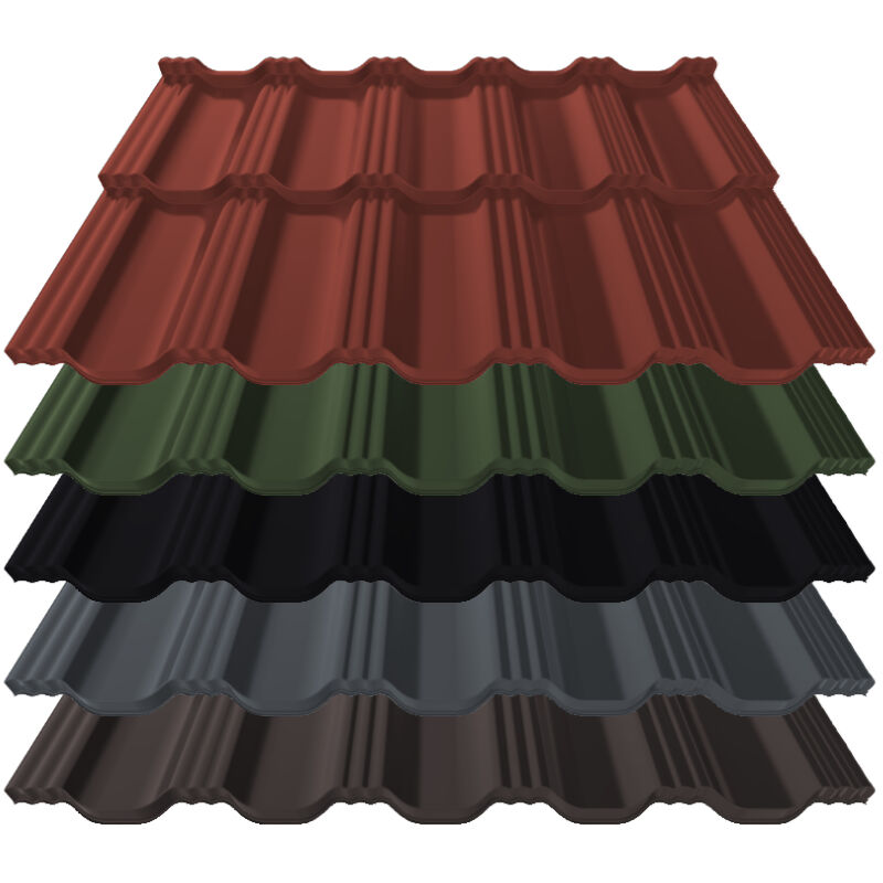 Pfannenmodul Germania Simetric | 0,50 mm | Stahl | Modullänge 350 mm | 35 µm ThyssenKrupp Matt 1 Pfannenmodul Germania Simetric | 0,50 mm | Stahl | Modullänge 350 mm | 35 µm ThyssenKrupp Matt