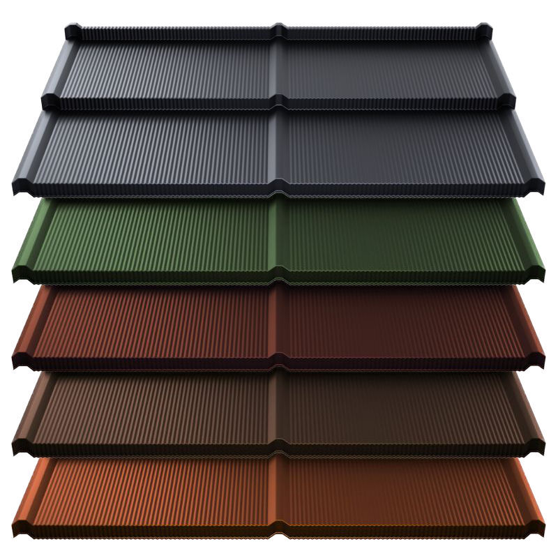 Pfannenmodul Kuga Line | 0,50 mm | Stahl | Modullänge 350 mm | 35 µm ThyssenKrupp Matt 1 Pfannenmodul Kuga Line | 0,50 mm | Stahl | Modullänge 350 mm | 35 µm ThyssenKrupp Matt