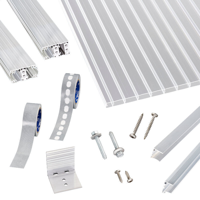 Polycarbonat Doppelstegplatten | Terrassendach-Set | Thermo Alu Verlegeprofil | 16 mm | glasklar 1 Polycarbonat Doppelstegplatten | Terrassendach-Set | Thermo Alu Verlegeprofil | 16 mm | glasklar