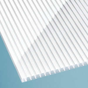 Polycarbonat Stegfünffachplatte | 16 mm | Breite 980 mm | gestreift glasklar/weiß