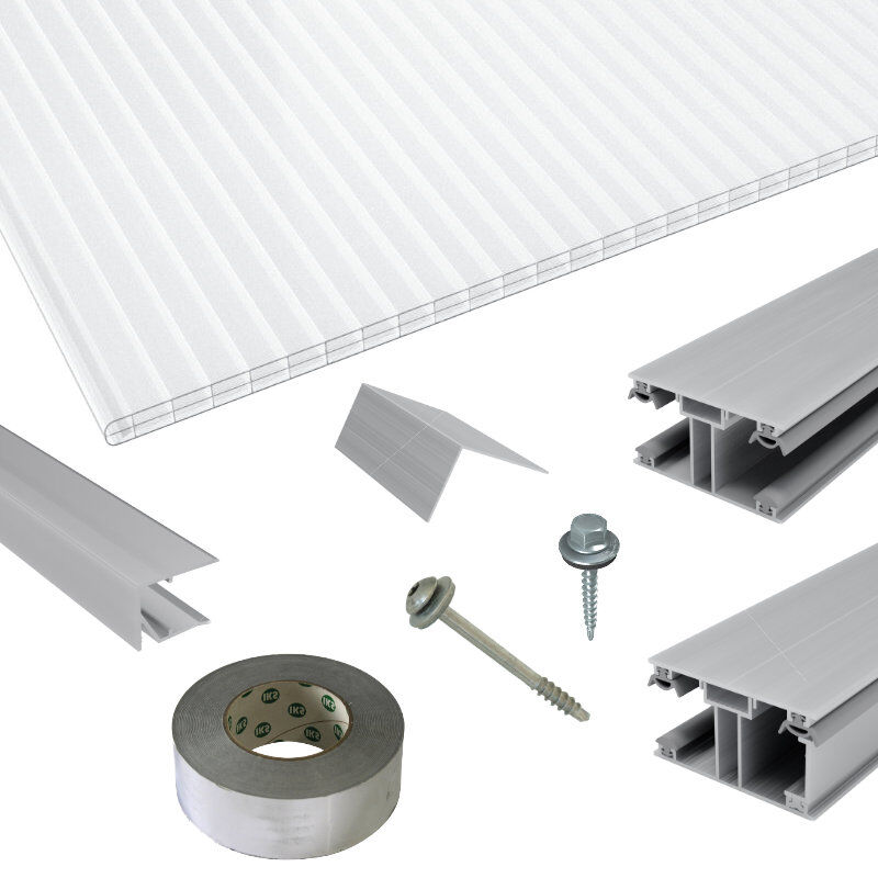Polycarbonat Stegplatten | Terrassendach-Set | ECO Verlegeprofil | 16 mm | Nova Lite | glasklar 1 Polycarbonat Stegplatten | Terrassendach-Set | ECO Verlegeprofil | 16 mm | Nova Lite | glasklar