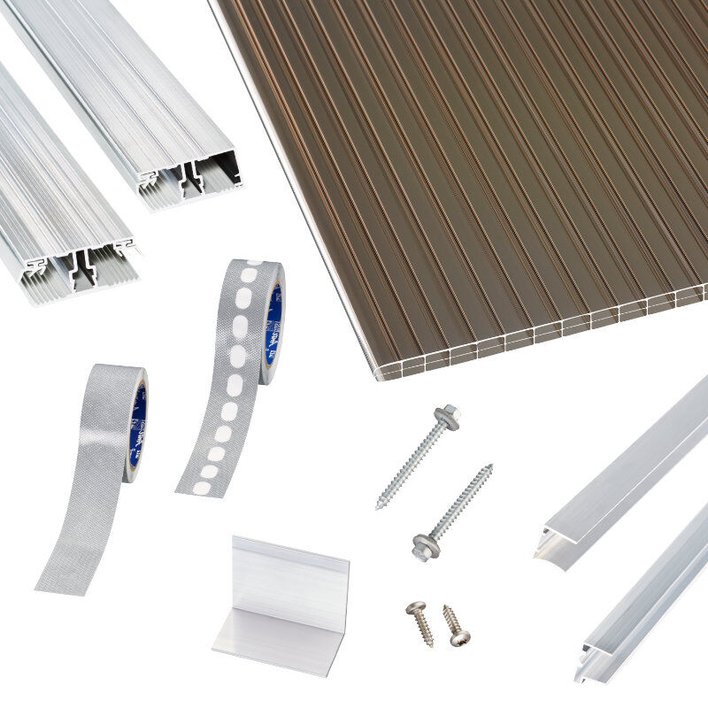 Polycarbonat Stegplatten | Terrassendach-Set | einfachem Alu Verlegeprofil | 16 mm | bronze 1 Polycarbonat Stegplatten | Terrassendach-Set | einfachem Alu Verlegeprofil | 16 mm | bronze