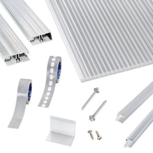 Polycarbonat Stegplatten | Terrassendach-Set | einfachem Alu Verlegeprofil | 16 mm | X16 5-Fach | glasklar