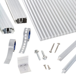 Polycarbonat Stegplatten | Terrassendach-Set | hochwertigem Alu Verlegeprofil | 16 mm | glasklar