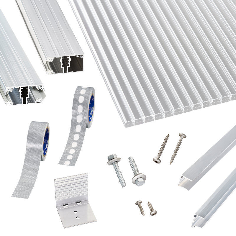 Polycarbonat Stegplatten | Terrassendach-Set | hochwertigem Alu Verlegeprofil | 16 mm | glasklar 1 Polycarbonat Stegplatten | Terrassendach-Set | hochwertigem Alu Verlegeprofil | 16 mm | glasklar