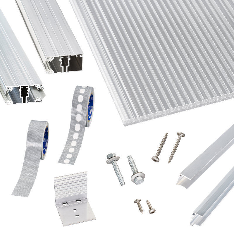 Polycarbonat Stegplatten | Terrassendach-Set | hochwertigem Alu Verlegeprofil | 16 mm | X16 5-Fach | glasklar 1 Polycarbonat Stegplatten | Terrassendach-Set | hochwertigem Alu Verlegeprofil | 16 mm | X16 5-Fach | glasklar
