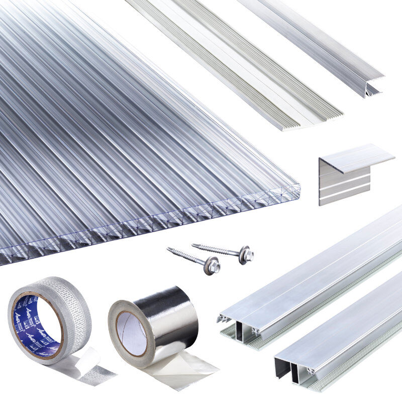 Polycarbonat Stegplatten | Terrassendach-Set | Klassik Top X Stegplatte | Kombinationsverlegeprofil | 16 mm | glasklar 1 Polycarbonat Stegplatten | Terrassendach-Set | Klassik Top X Stegplatte | Kombinationsverlegeprofil | 16 mm | glasklar