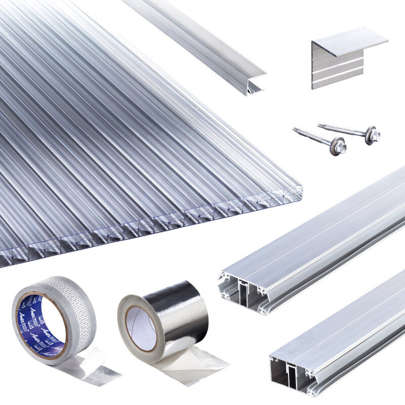 Polycarbonat Stegplatten | Terrassendach-Set | Klassik Top X Stegplatte | Komplettverlegeprofil | 16 mm | glasklar 1 Polycarbonat Stegplatten | Terrassendach-Set | Klassik Top X Stegplatte | Komplettverlegeprofil | 16 mm | glasklar