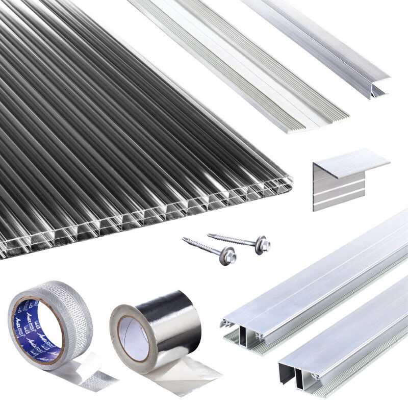 Polycarbonat Stegplatten | Terrassendach-Set | Polyclear Stegplatte | Kombinationsverlegeprofil | 16 mm | anthrazit 1 Polycarbonat Stegplatten | Terrassendach-Set | Polyclear Stegplatte | Kombinationsverlegeprofil | 16 mm | anthrazit