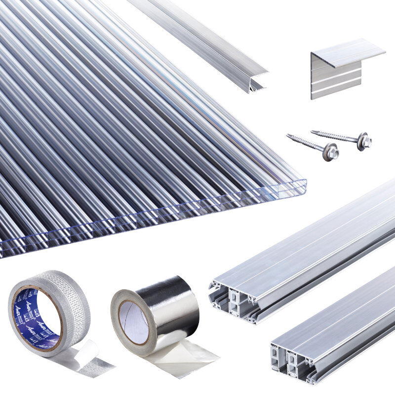 Polycarbonat Stegplatten | Terrassendach-Set | Polyclear Stegplatte | Thermoverlegeprofil | 16 mm | glasklar 1 Polycarbonat Stegplatten | Terrassendach-Set | Polyclear Stegplatte | Thermoverlegeprofil | 16 mm | glasklar