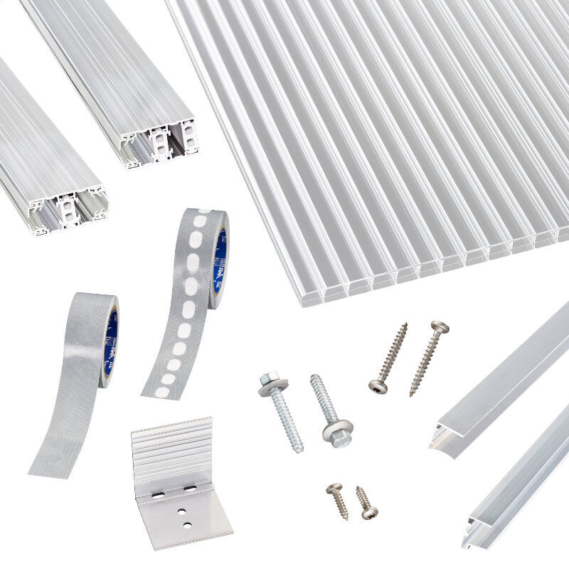 Polycarbonat Stegplatten | Terrassendach-Set | Thermo Alu Verlegeprofil | 16 mm | glasklar 1 Polycarbonat Stegplatten | Terrassendach-Set | Thermo Alu Verlegeprofil | 16 mm | glasklar