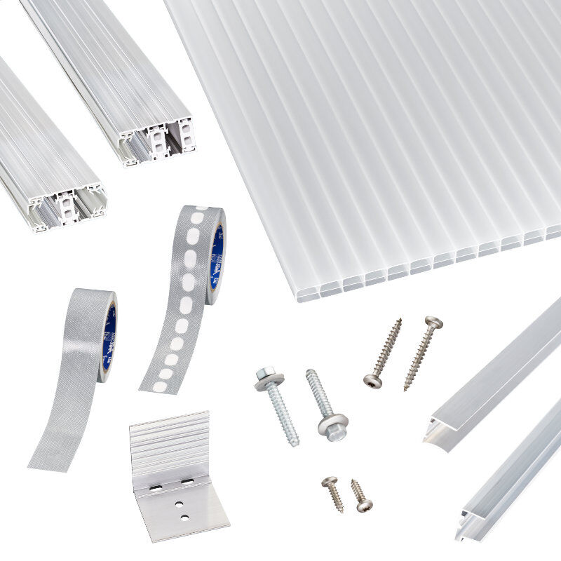 Polycarbonat Stegplatten | Terrassendach-Set | Thermo Alu Verlegeprofil | 16 mm | opal-weiß 1 Polycarbonat Stegplatten | Terrassendach-Set | Thermo Alu Verlegeprofil | 16 mm | opal-weiß