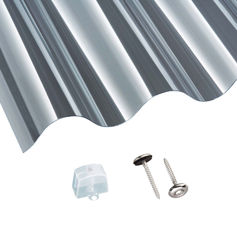 Polycarbonat | Terrassendach-Set | Sinusplatte | 177/51 | Profil 5 | 0,8 mm | glatt | klar 1 Polycarbonat | Terrassendach-Set | Sinusplatte | 177/51 | Profil 5 | 0,8 mm | glatt | klar