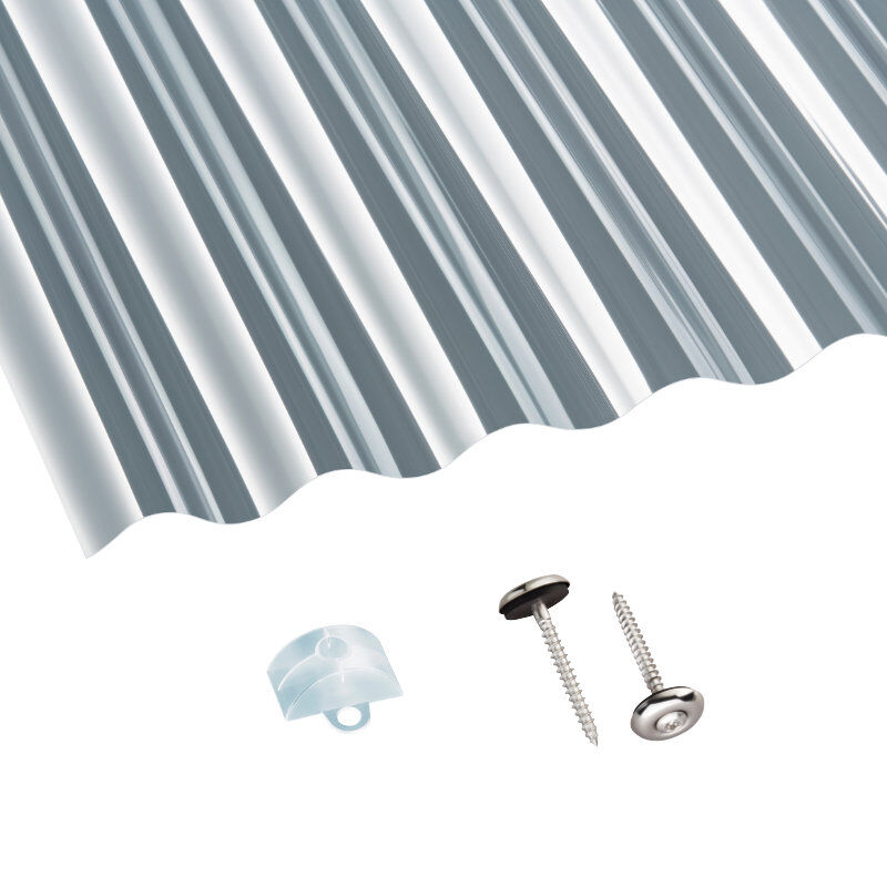 Polycarbonat | Terrassendach-Set | Sinusplatte | 76/18 | 1,3 mm | glatt | klar 1 Polycarbonat | Terrassendach-Set | Sinusplatte | 76/18 | 1,3 mm | glatt | klar