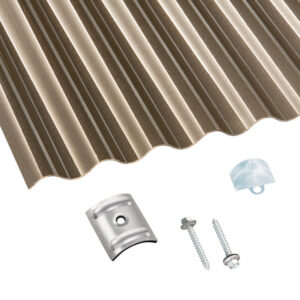 Polycarbonat | Terrassendach-Set | Sinusplatte | 76/18 | 2,5 mm | gekräuselt | bronze