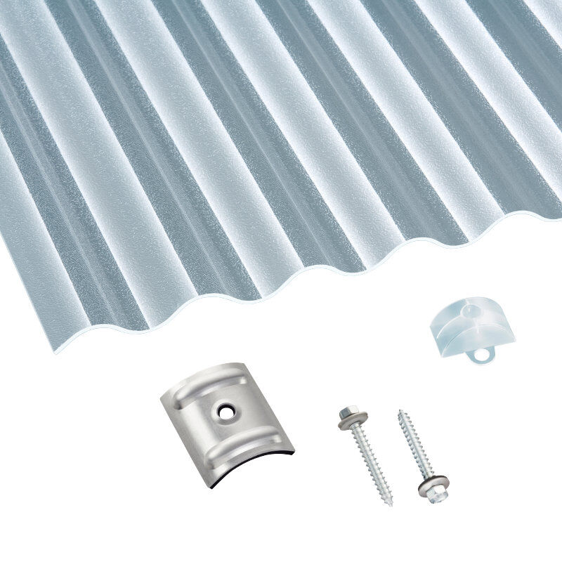 Polycarbonat | Terrassendach-Set | Sinusplatte | 76/18 | 2,5 mm | gekräuselt | klar 1 Polycarbonat | Terrassendach-Set | Sinusplatte | 76/18 | 2,5 mm | gekräuselt | klar