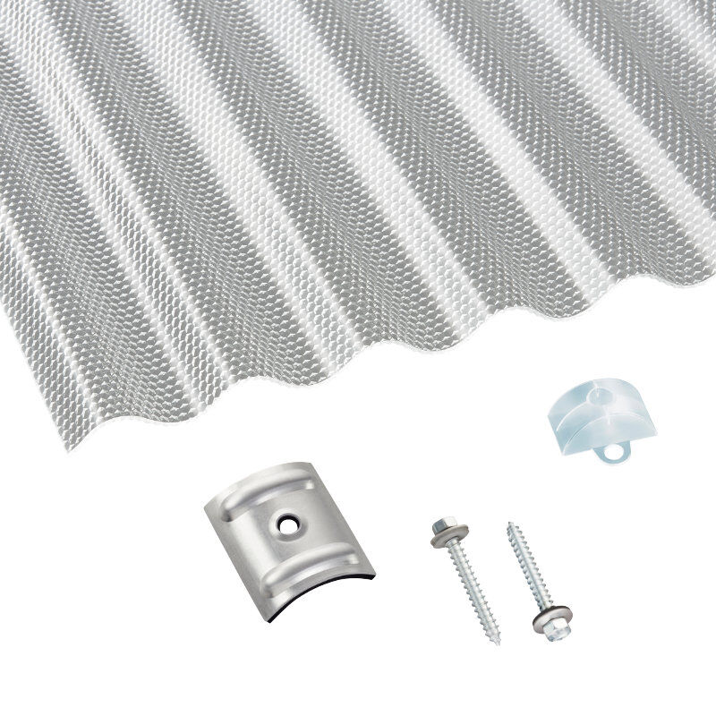 Polycarbonat | Terrassendach-Set | Sinusplatte | 76/18 | 2,6 mm | Wabenstruktur | klar 1 Polycarbonat | Terrassendach-Set | Sinusplatte | 76/18 | 2,6 mm | Wabenstruktur | klar