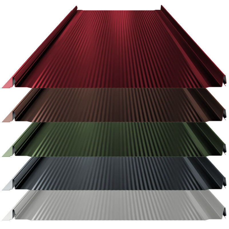 Stehfalz High-Tech | Dach & Wand | 0,50 mm | Stahl | Nanowelle | 528 mm Breite | 25 µm Polyester 1 Stehfalz High-Tech | Dach & Wand | 0,50 mm | Stahl | Nanowelle | 528 mm Breite | 25 µm Polyester