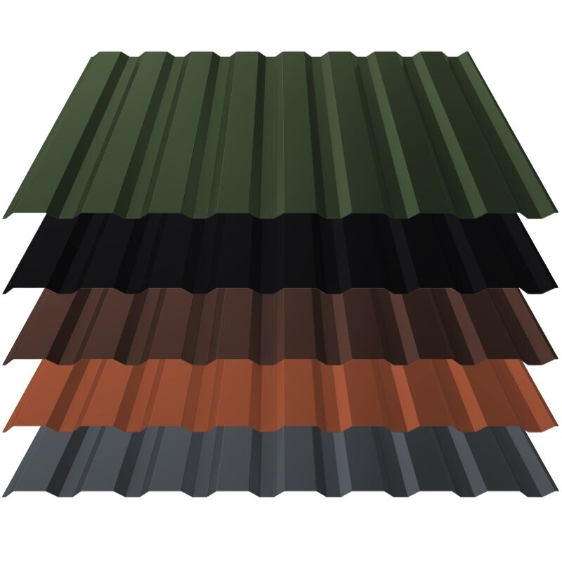 Trapezblech T18 | Dach | 0,50 mm | Stahl | Anti-Tropf 900 g/m² inkl. Vliesrückschnitt | 35 µm Mattpolyester 1 Trapezblech T18 | Dach | 0,50 mm | Stahl | Anti-Tropf 900 g/m² inkl. Vliesrückschnitt | 35 µm Mattpolyester