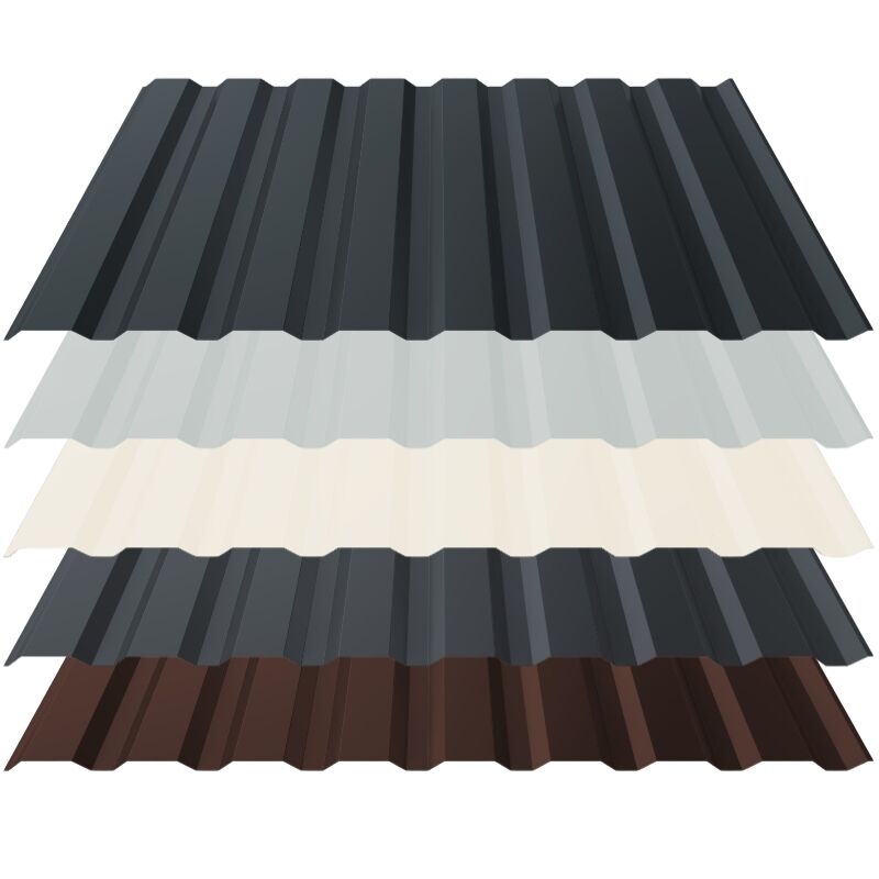 Trapezblech T18 | Dach | 0,70 mm | Stahl | Anti-Tropf 900 g/m² inkl. Vliesrückschnitt | Aluzink, 25 µm Polyester 1 Trapezblech T18 | Dach | 0,70 mm | Stahl | Anti-Tropf 900 g/m² inkl. Vliesrückschnitt | Aluzink, 25 µm Polyester