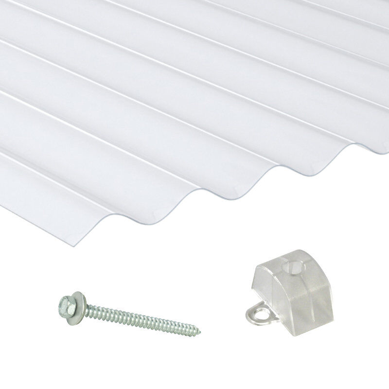 PVC | Terrassendach-Set | Sinusplatte | 130/30 | Profil 8 | 1,4 mm | klarbläulich 1 PVC | Terrassendach-Set | Sinusplatte | 130/30 | Profil 8 | 1,4 mm | klarbläulich