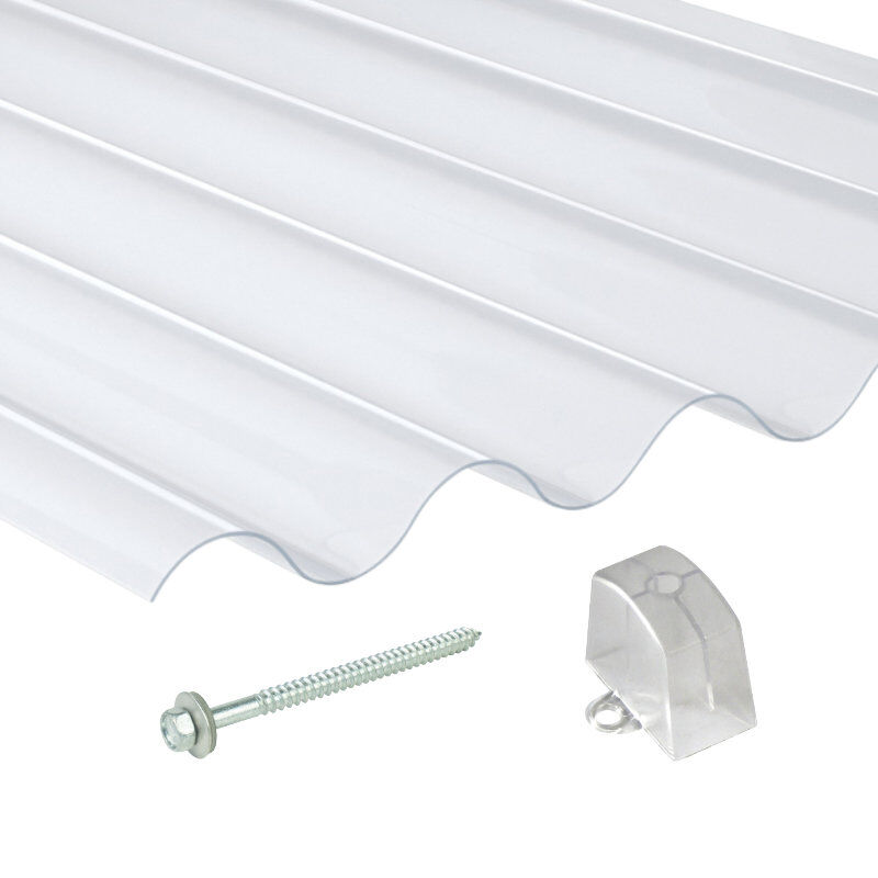 PVC | Terrassendach-Set | Sinusplatte | 177/51 | Profil 5 | 1,4 mm | klarbläulich 1 PVC | Terrassendach-Set | Sinusplatte | 177/51 | Profil 5 | 1,4 mm | klarbläulich