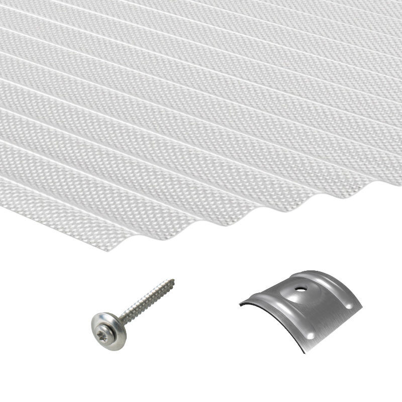 Polycarbonat | Terrassendach-Set | Sinusplatte | 76/18 | 2,8 mm | Wabenstruktur | glasklar 1 Polycarbonat | Terrassendach-Set | Sinusplatte | 76/18 | 2,8 mm | Wabenstruktur | glasklar