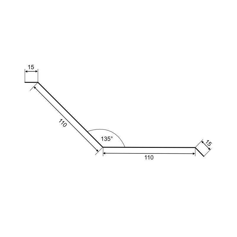 Aluminium Wandanschluss | 110 x 110 x 2000 mm | Innenwinkel 135° 1 Aluminium Wandanschluss | 110 x 110 x 2000 mm | Innenwinkel 135°