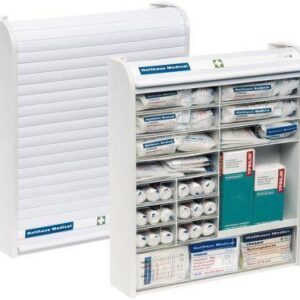 Verbandschrank Rollmed mit Rollo gefüllt mi DIN 13157