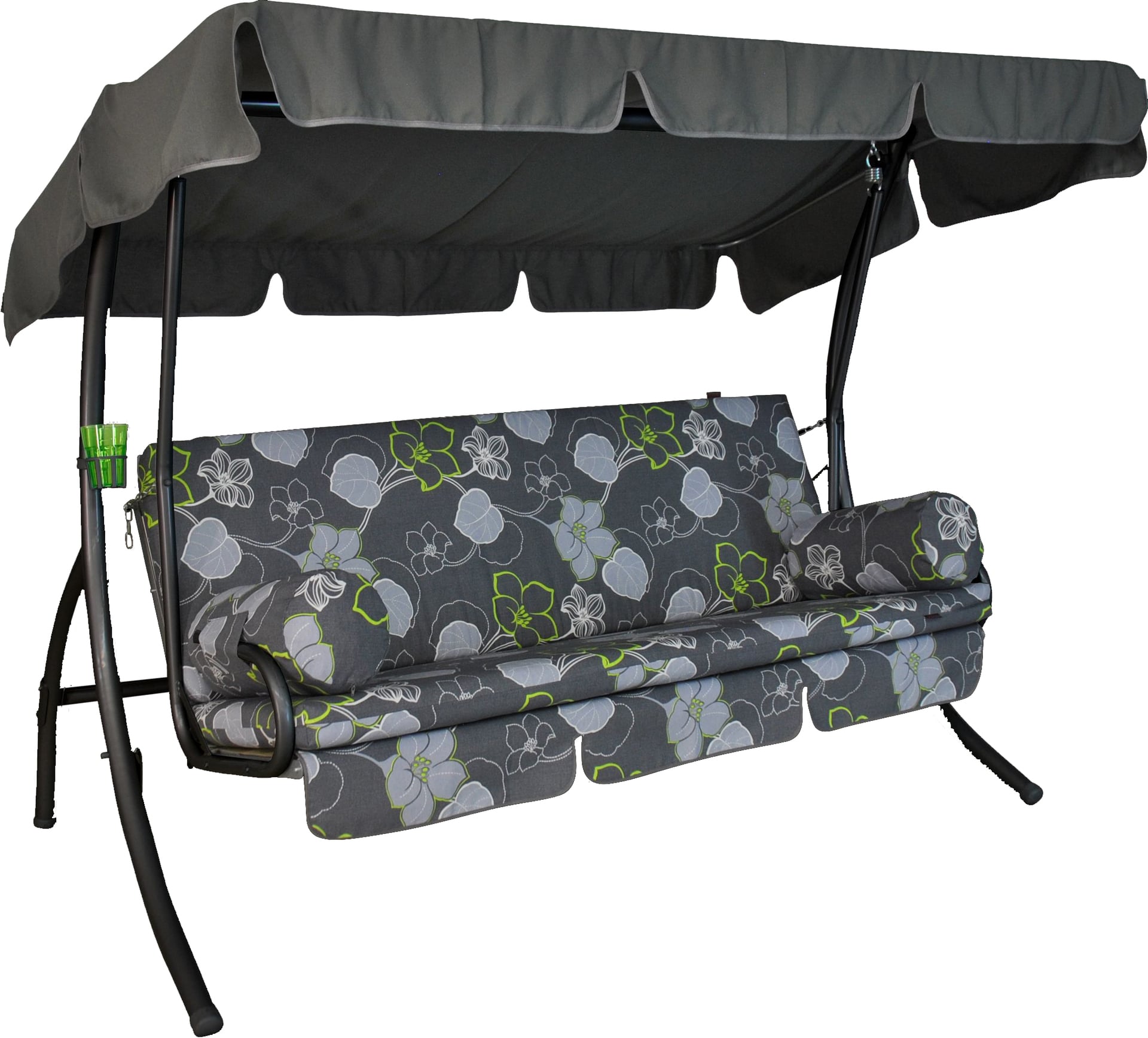 Trend-Schaukel grau mit Auflage und Dach 1 Trend-Schaukel grau mit Auflage und Dach