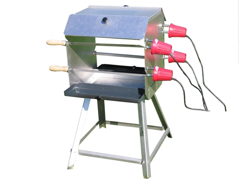 Mutzbratengrill mit 4 Spießen für 28 Portionen 1 Mutzbratengrill mit 4 Spießen für 28 Portionen