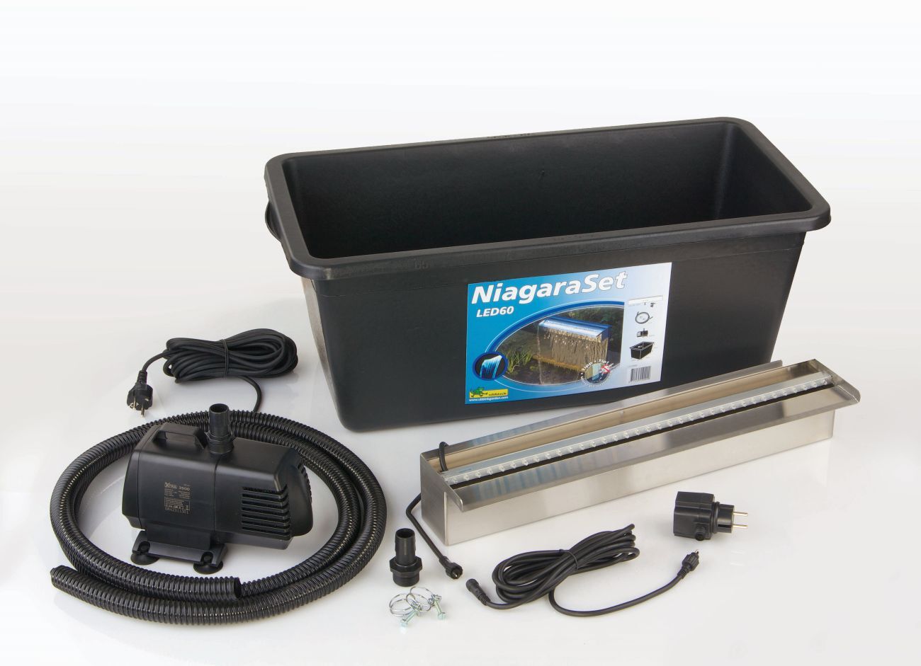 Wasserfall Niagara Set mit LED, Becken und Pumpe 1 Wasserfall Niagara Set mit LED, Becken und Pumpe