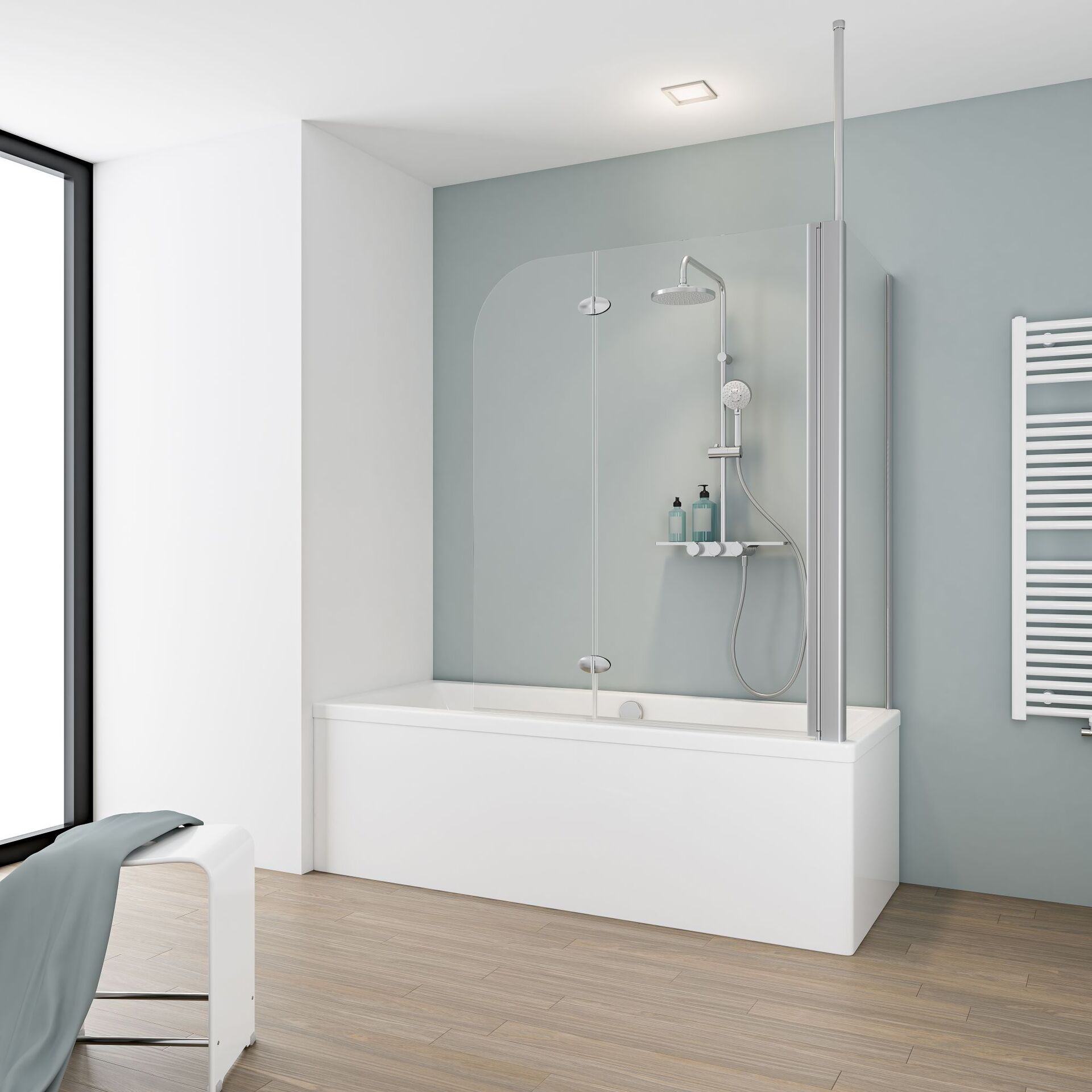 ExpressPlus Badewannenfaltwand 2-teilig mit Seitenwand, alu-natur, 140x116x70cm 1 ExpressPlus Badewannenfaltwand 2-teilig mit Seitenwand, alu-natur, 140x116x70cm