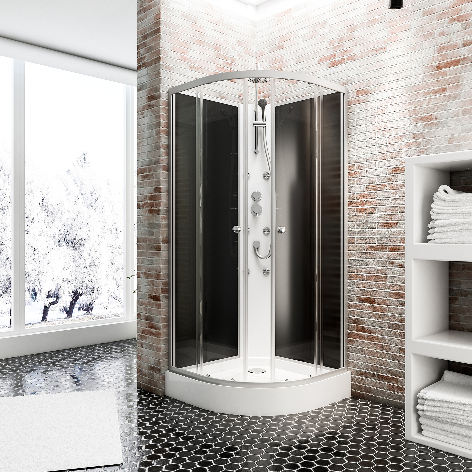 ExpressPlus Wellnesskabine Rhodos, alu-natur, 85x85x225cm 1 ExpressPlus Wellnesskabine Rhodos, alu-natur, 85x85x225cm