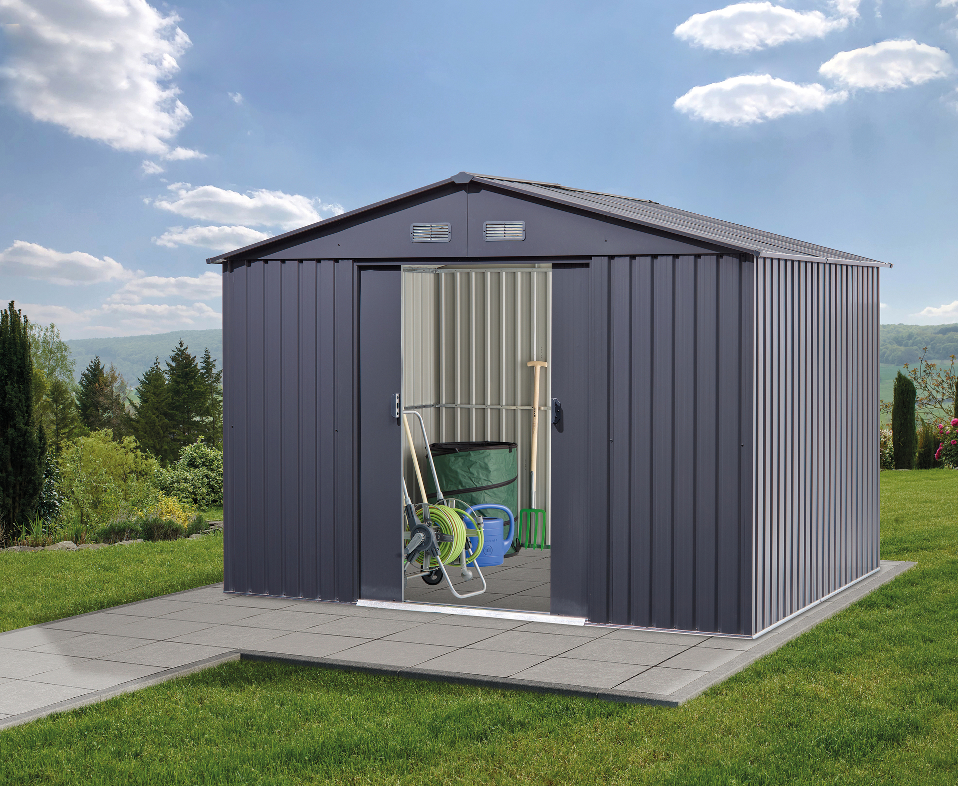 Gartengerätehaus m.Satteldach 236 x 174 x 206 cmSTRECKE anthrazi 1 Gartengerätehaus m.Satteldach 236 x 174 x 206 cmSTRECKE anthrazi